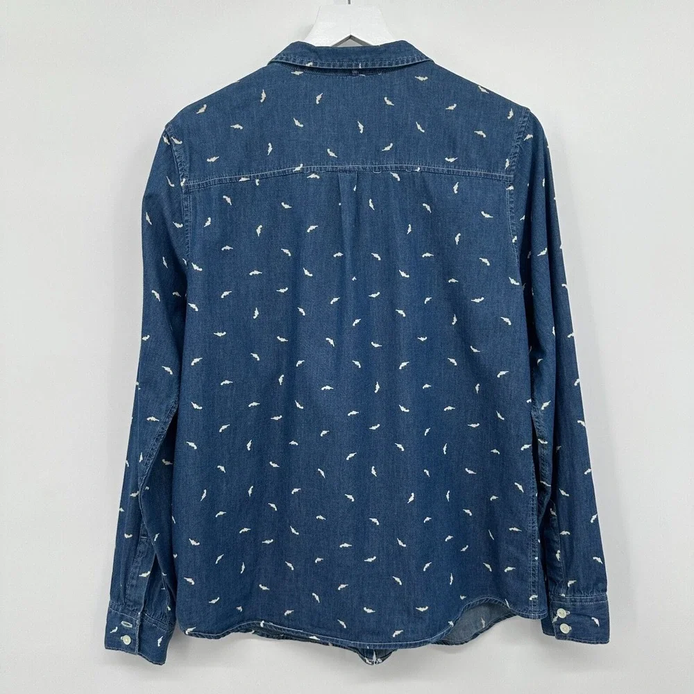 Maison Scotch Top Shirt Blouse Size 3‎ Large Blue Denim Long Sleeve Button Up - Picture 11 of 16